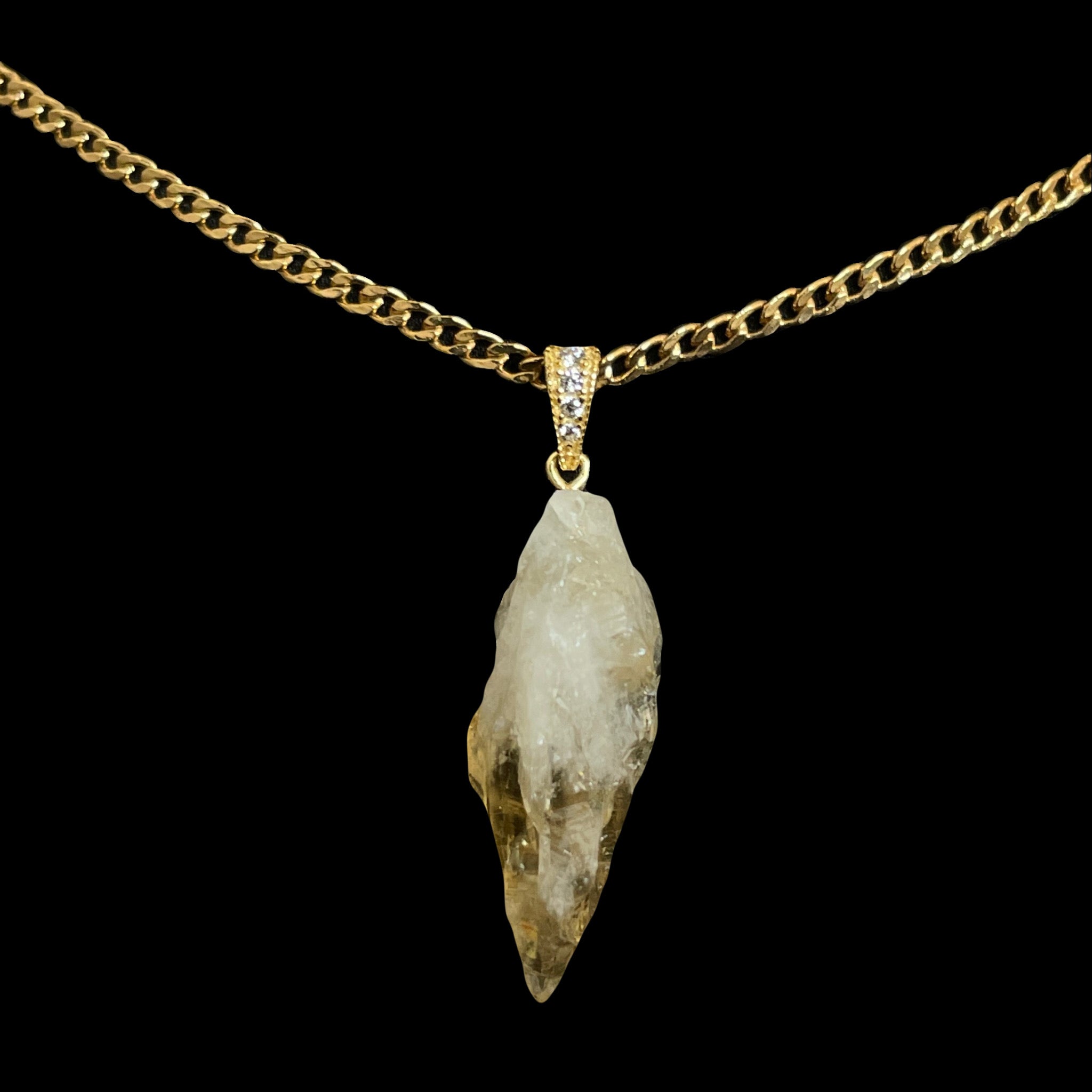 Citrine, 18k Gold Filled, Cuban Chain Necklace