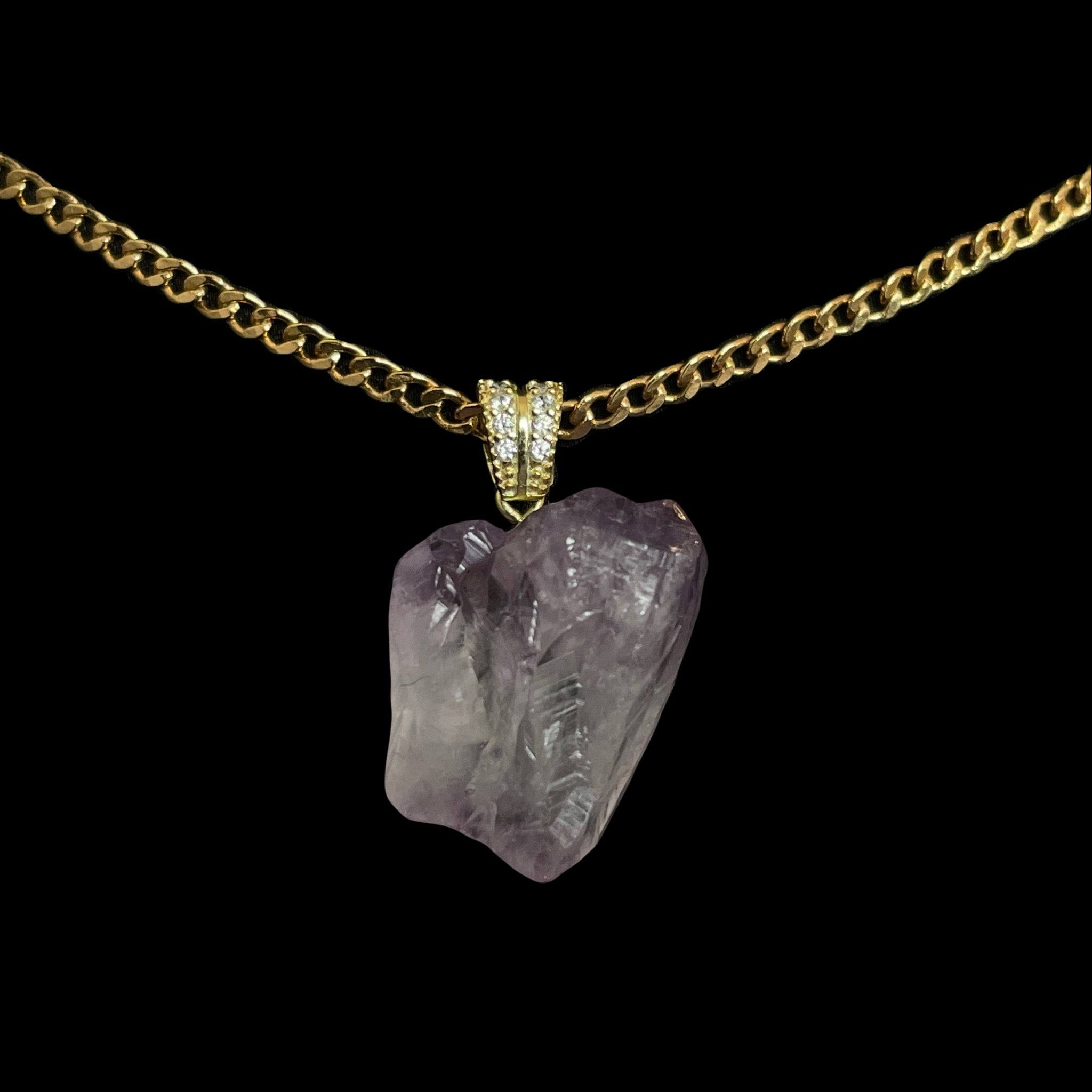 Amethyst, 18k Gold Filled, Cuban Chain Necklace